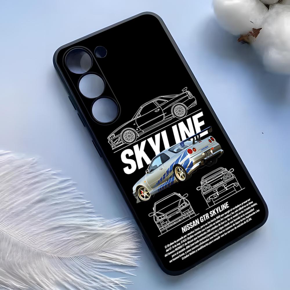 S-Skyline GTR Pouzdro na telefon Pro Samsung S25 Ultra S24 S23 S22 S21 S20 Plus Fe Galaxy A54 A53 A34 A25 Silikonový kryt