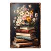 Vintage Metal Wall Poster Teal Rose Teacup 20x30cm Wall Decor