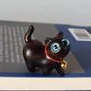 Adorable Green and Black Sandalwood Cat Ornament - Cute, Curious Desktop Miniature, Perfect Creative Gift for Kids.