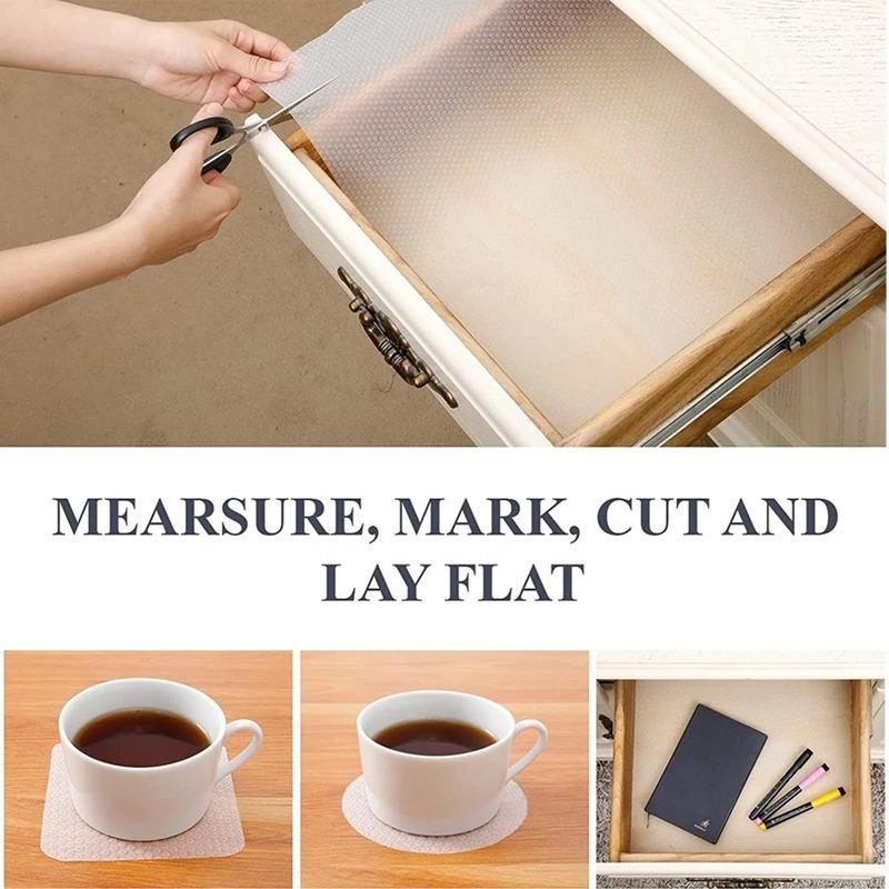 Multi-Purpose Non-Slip Waterproof Liners For Cabinets, Closets & Tables. Oil-Resistant, Easy-Clean, Durable