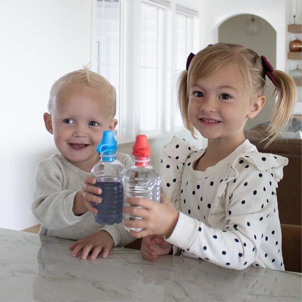 4PCS No Spill Water Bottle Caps, Silicone Universal Bottle Spout Adapter Water Bottle Topper for Toddlers Baby Adults Children
