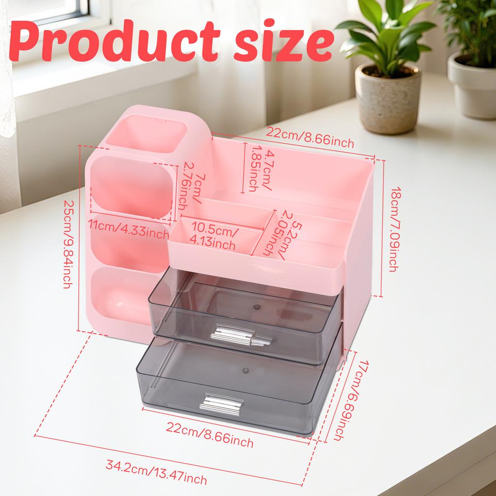 Schubladen-Kosmetik-Aufbewahrungsbox Kunststoff-Hautpflege-Display-Case Große Kapazität Schminktisch Schreibtisch-Organizer Halter Schreibwarenbox
