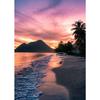 Caribbean Sunset Pink Sky Beach Sea Ocean Wave Canvas Wall Art Poster Bridge Palm  Print Painting Summer Home Decoration Gift
