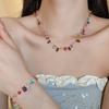 Collana di Caramelle di Cristallo Regolabile Bracciale con Zirconi Irregolari Orecchini Gioielli Donna