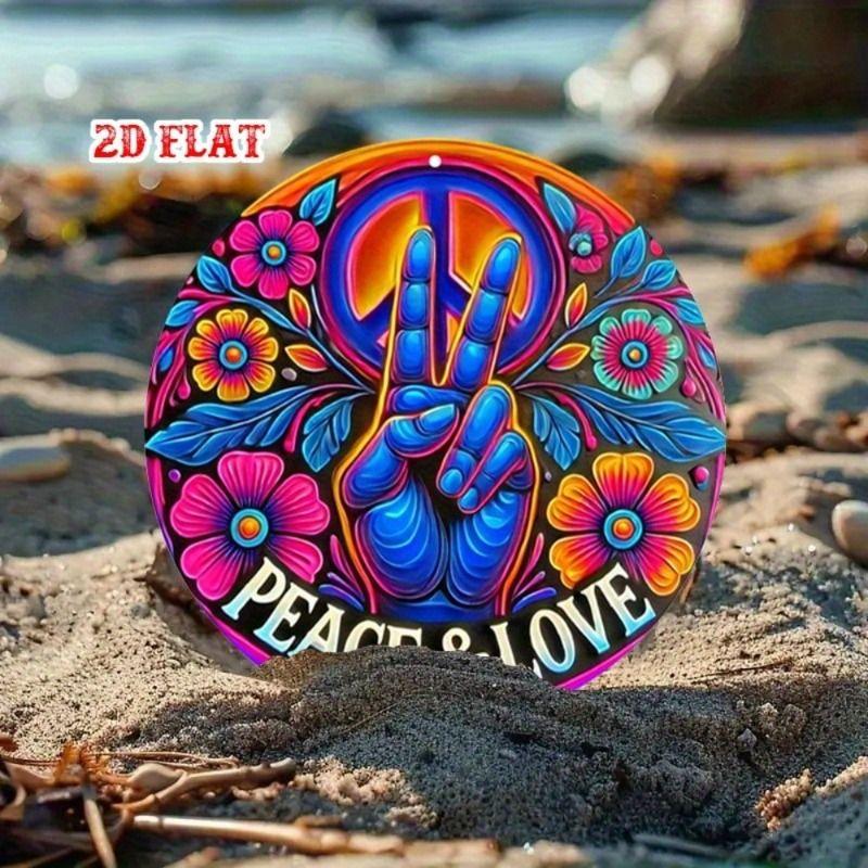 Round Retro Tin Sign Metal Wall Art 20x20cm for Living Room Balcony Home Decor