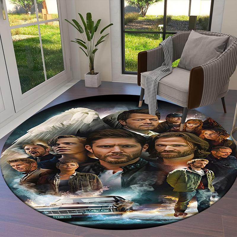 Supernatural Round Area Rug,Carpet Rug for Living Room Bedroom Sofa Playroom Decor,Non-slip Floor Mat