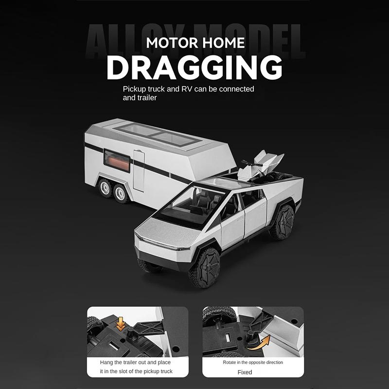 1/32 Cyber Toy Truck Pickup Trailer Alloy Car Model Diecasts Metal Toy Off-Road Vehicles Truck Model Sound And Light Kids Gifts