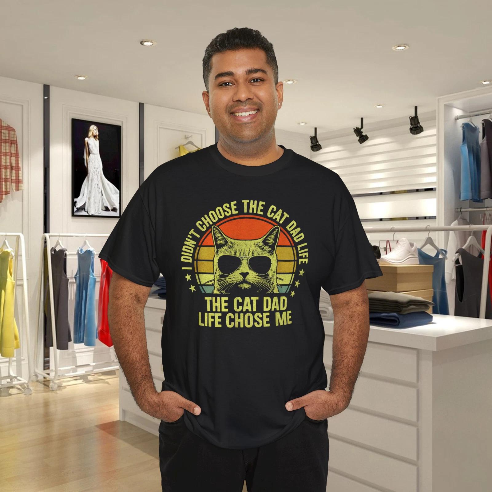 Men s and Women s T-shirts Cat Dad Shirts For Men Funny Cat Dad Father s Day Cat Daddy T-Shirt S