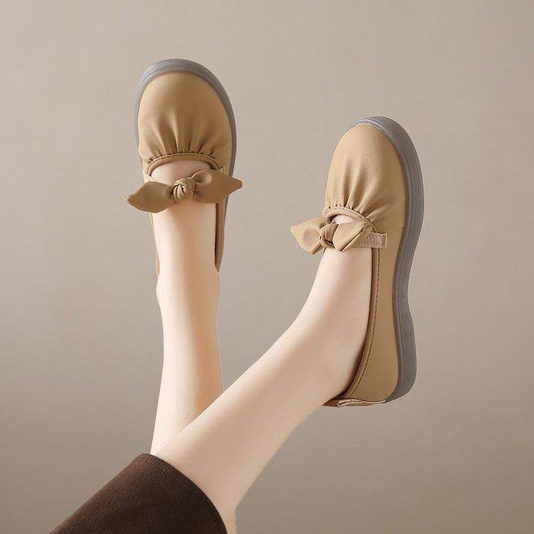 Fashionable and Comfortable Silver Flat Single Shoes Female Summer Mary Jane Shoes Bow Soft Bottom Soybean Shoes