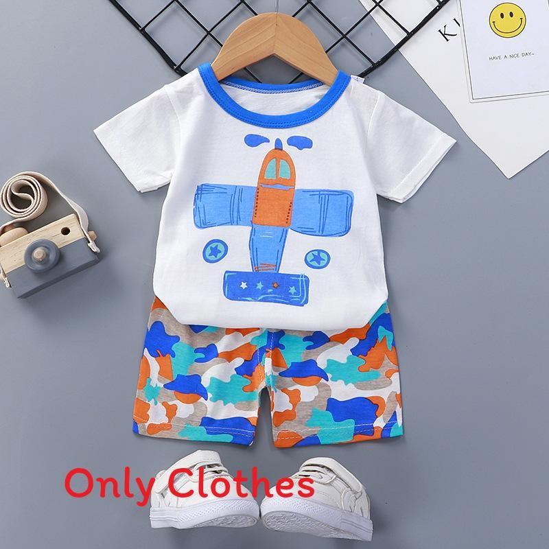 Baby Cartoon T Shirt Shorts Set With Cotton Fabric For Kids Ages 3 To 8