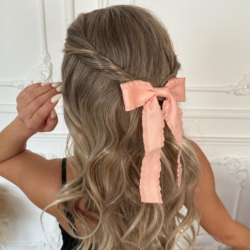 Big Bow Streamer Hairpin Jewelry Female Exaggerated Fashion Temperament Lace Ruffled Hair Accessories