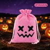 5Pcs Reusable Halloween Candy Bags Linen Halloween Gift Bags Spooky Face Pouches  Trick or Treat