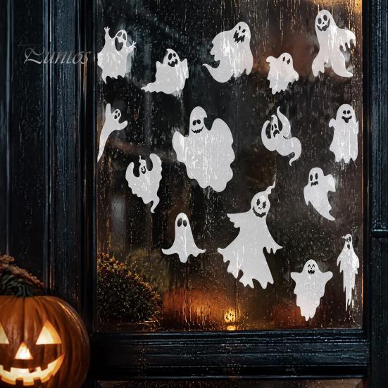 Waterproof PVC Stickers Halloween Ghost Window Clings, Static Stickers, Glass Removable Decals Decals, Spooky Home Decor for Indoor Outdoor