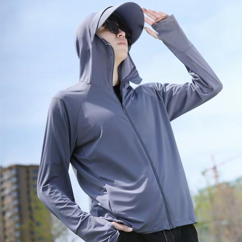 Men's Camouflage Ice Silk Sun Protection Jacket - Summer Thin, Plus Size, Anti-UV, Zipper Hooded Outerwear for Fishing