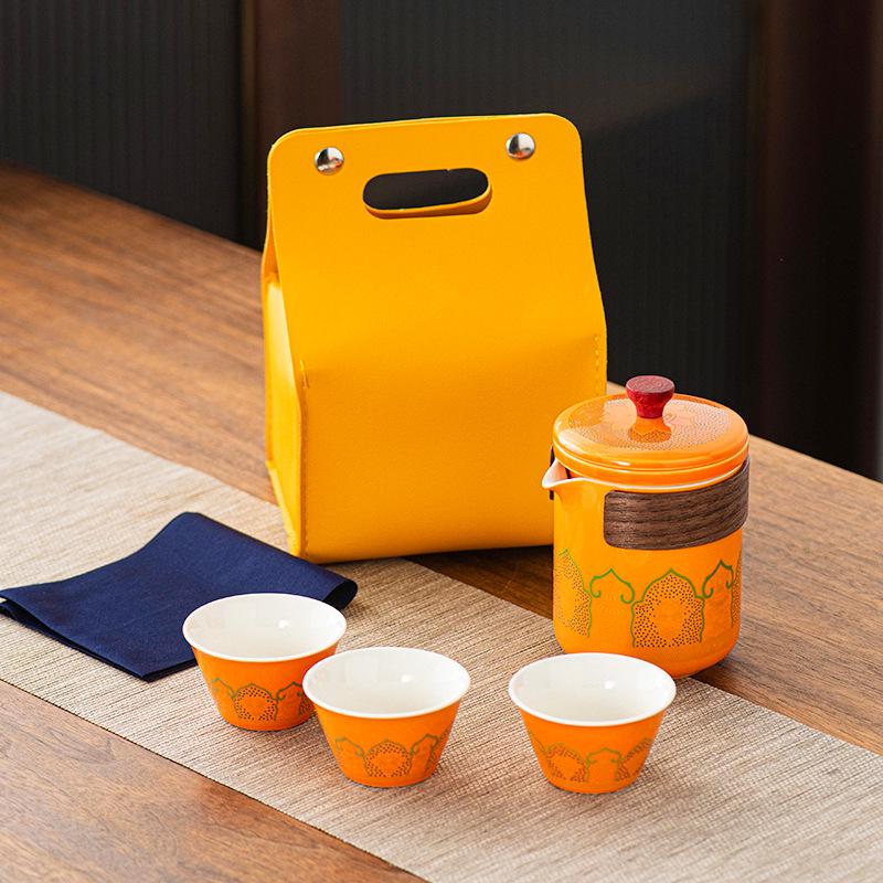 Portable Kung Fu Tea Set with Custom Logo - Ideal for Festivals, Corporate Gifts, and Outdoor Use