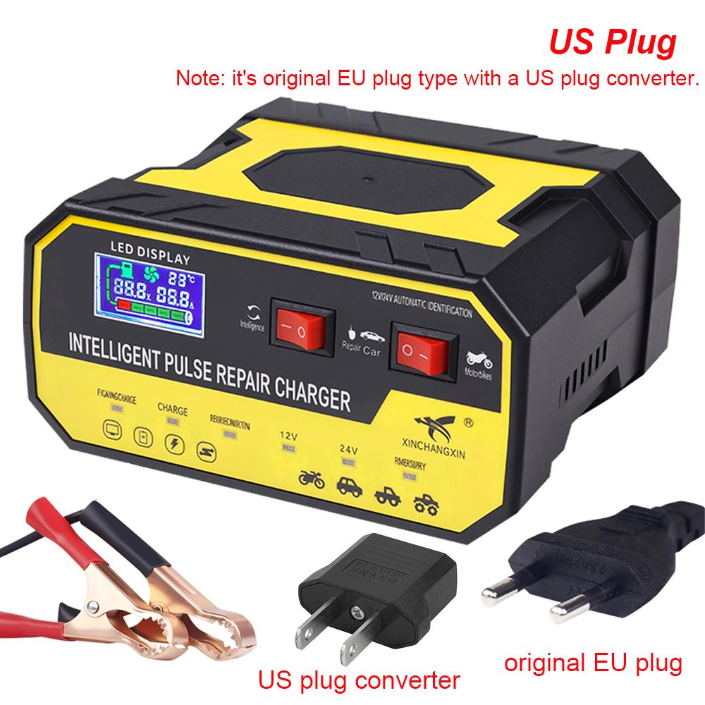 Automatic Switch Car Battery Chargers 24V/12V 8A Storage Cell Charging Device Intelligent Pulse Repair Multi Protection 220W