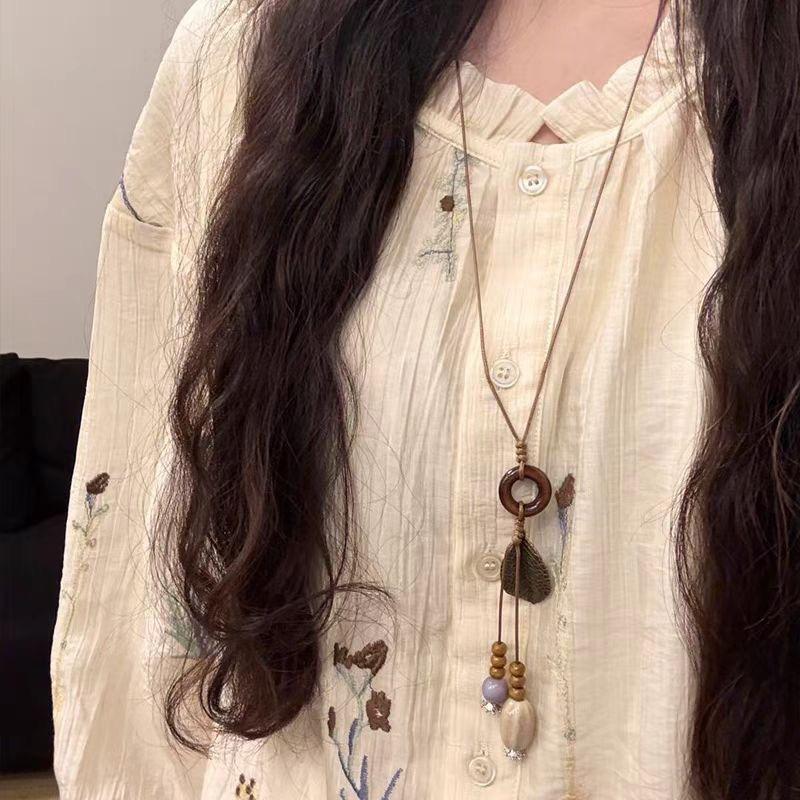 Long Leaf Tassel Necklace National Style Premium Bohemian Clavicle Chain