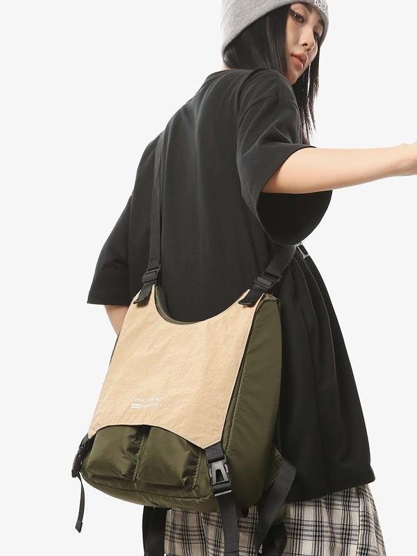 Mountain Theme Lightweight Nylon Crossbody Bag With Zipper Closure For Casual Use