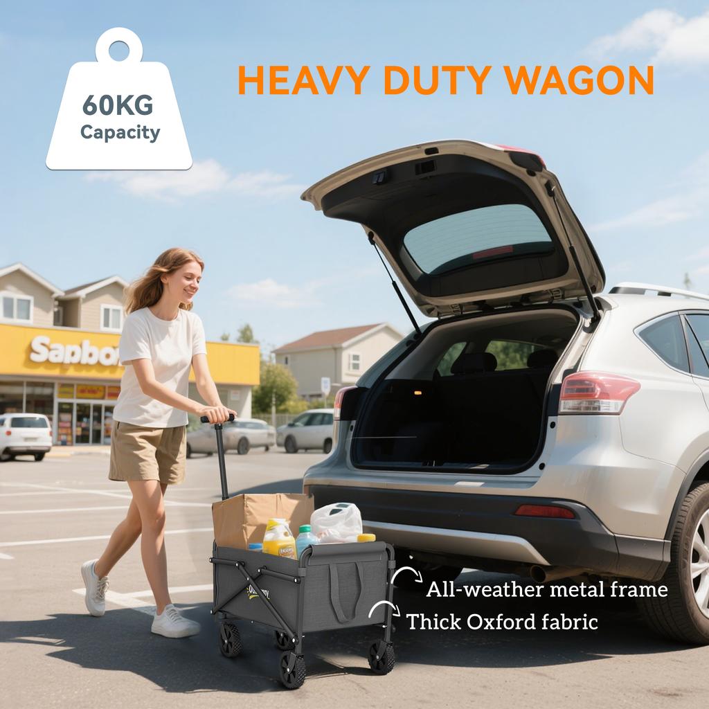 41L Festival Trolley On Wheels, Compact Garden Folding Trolley Cart