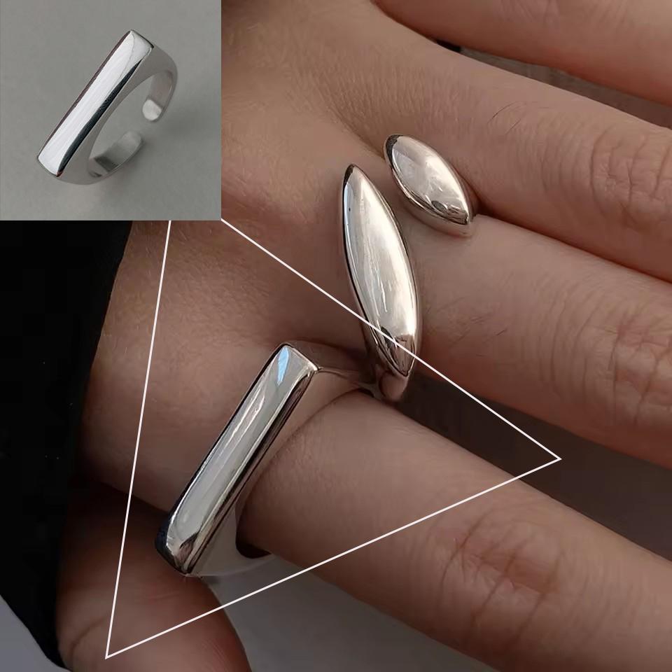 Sterling Silver Trend Arched Wide Ring For Female Geometry Punk Design Jewelry Asymmetric Gift Dropshipping