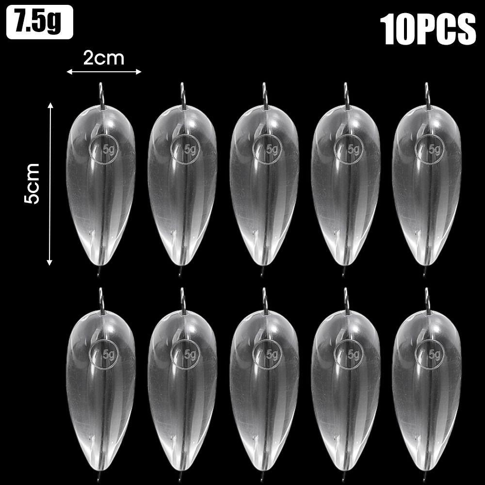 10Pcs 3.2g/7.5g New Silicone Fly Fishing Lure Sinking-down Transparent Casting Aids Fishing Tools Buoy