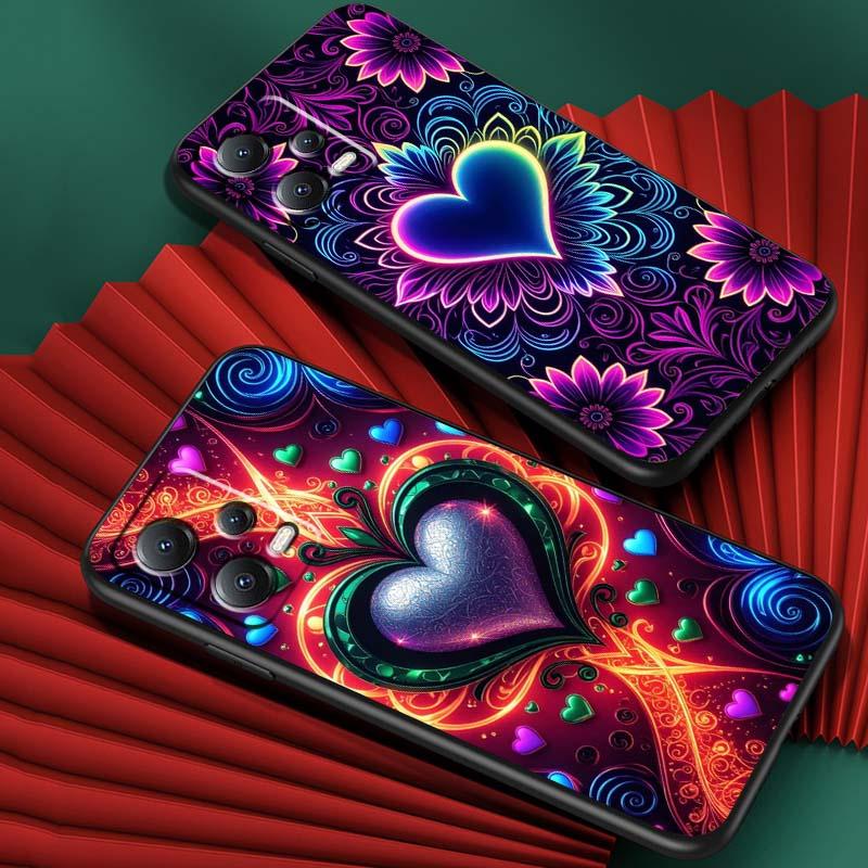 Luxurious Love Design Art Phone Case For Xiaomi Redmi Note 15 14 13 12 12S 11E 11 11S Pro Plus 4G 5G Black Soft TPU