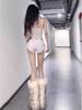Spicy V-neck Lace Patchwork Slimming Bodysuit with Chest Pads