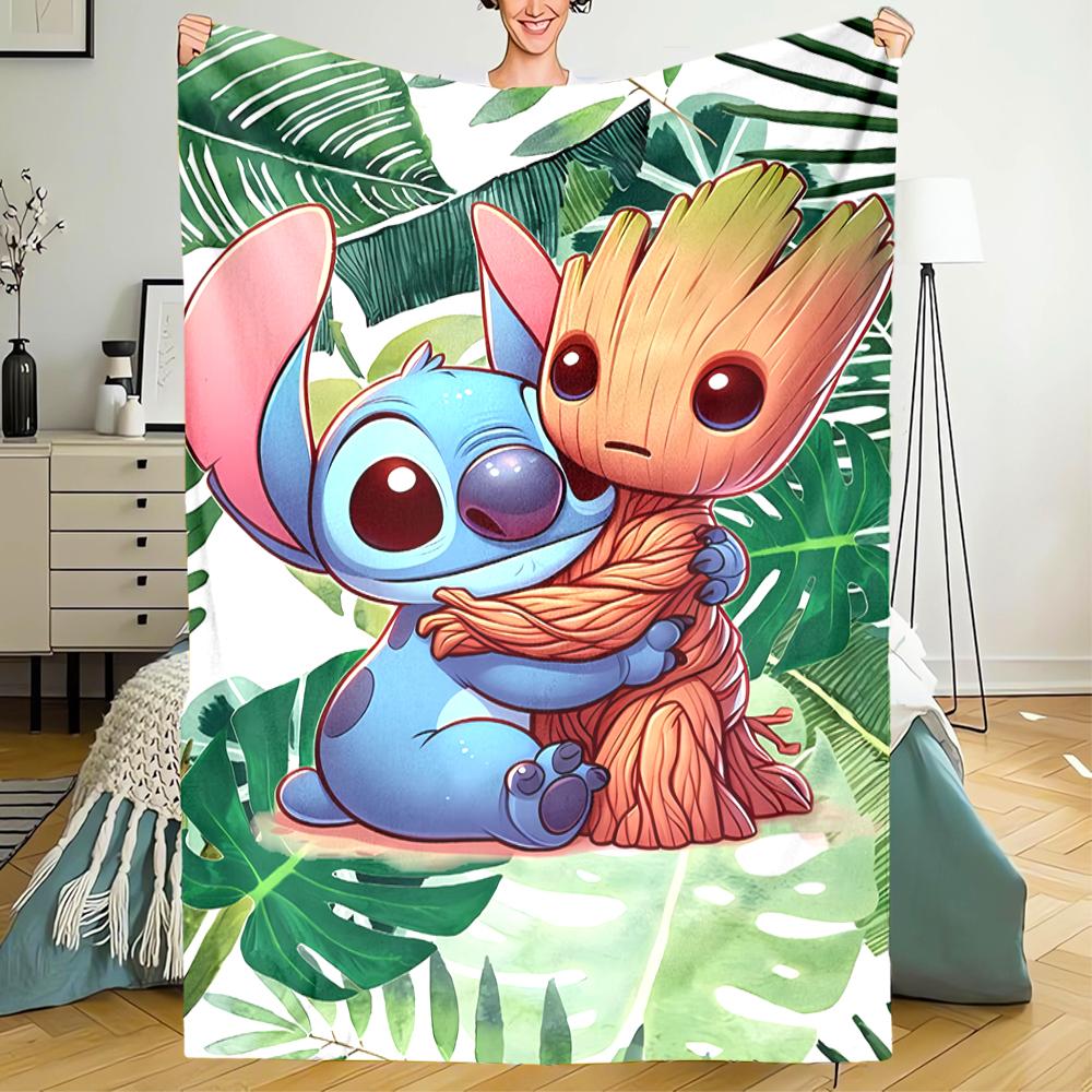 Stitch Theme Printed Blanket - Perfect for Couch, Bed, Travel & Outdoor Use | Machine Washable, Cozy & Durable.