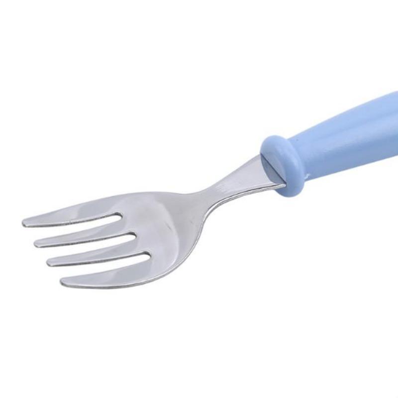 Stainless Steel Children's Spoon and Fork Set, Three-Piece Set Baby Tableware Maternity Gift Round Handle Spoon and Fork