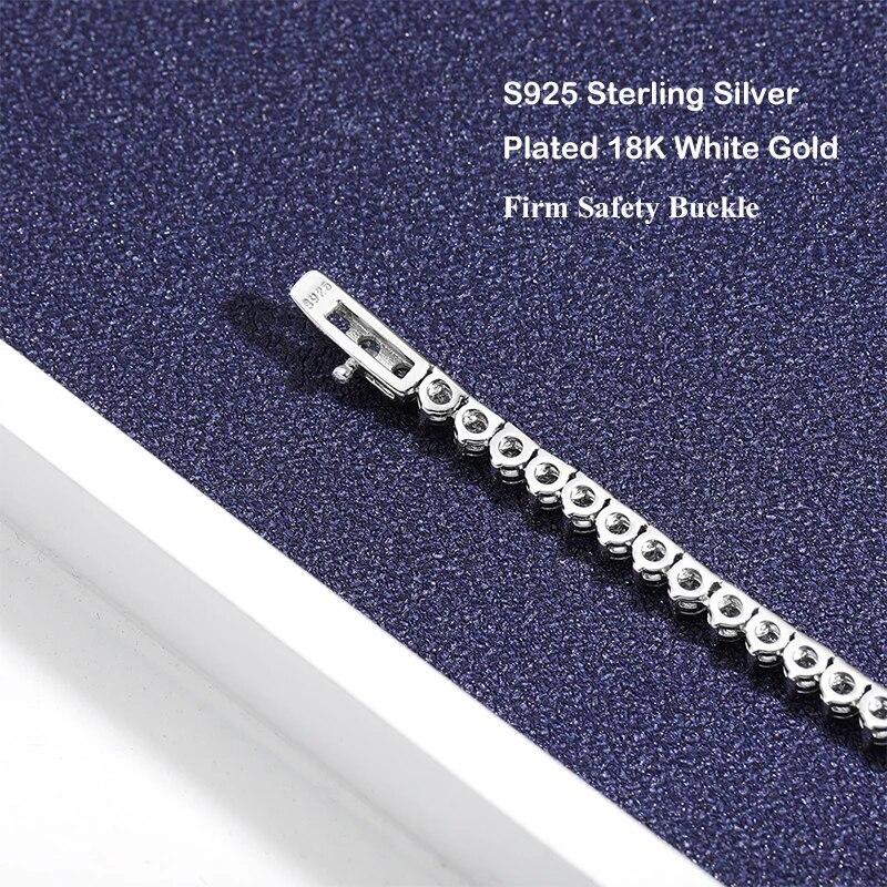 Sparkling Real 3 Prong 3mm Full Moissanite Tennis Necklace for Women Men S925 Sterling Silver Diamond Neck Chain Necklaces