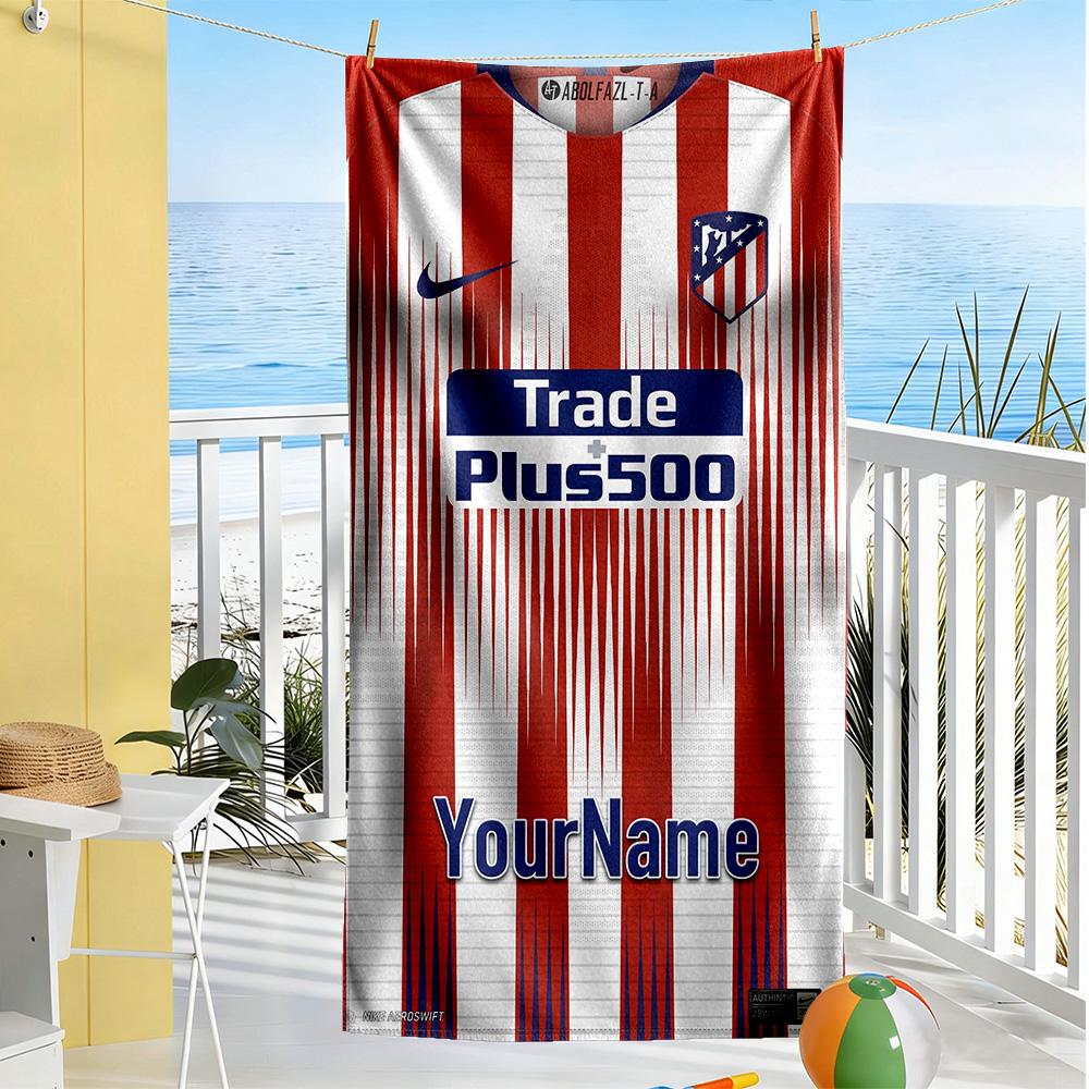 Atletico Madrid Personalized Text Beach Towel Super Soft Microfiber Quickdry Fabric