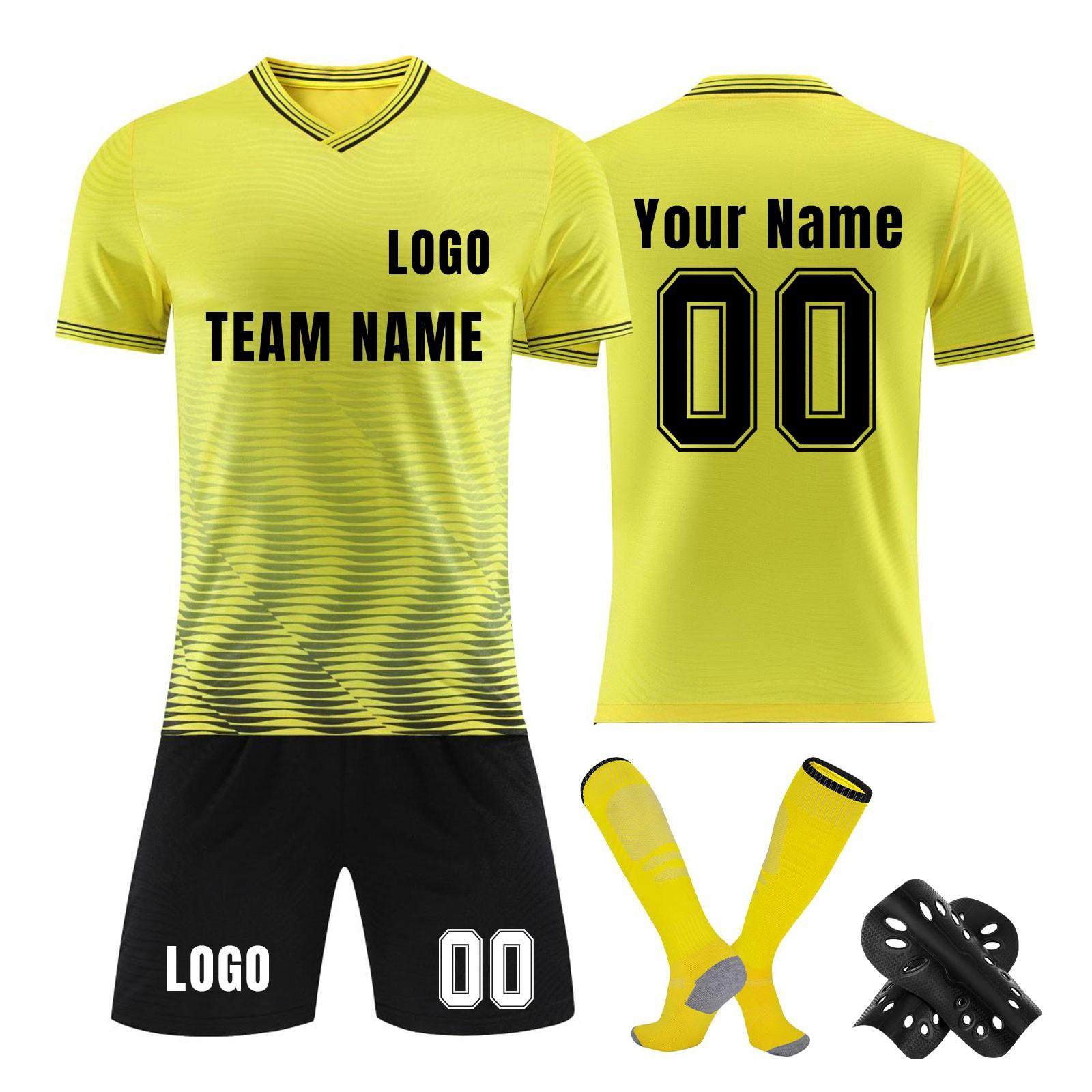 

Комплект персонализированных рубашек для мужчин и девочек с именем и номером, футбольные майки на заказ для мальчиков, тренировочный костюм XXXXS жёлтый