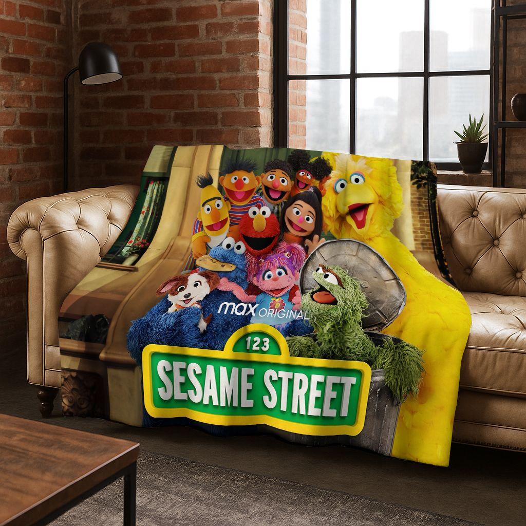 3D S-Sesame Cartoon Art Flannel Blanket,Cozy Soft Throw Blanket for Home Bedroom Bed Sofa Picnic Office Cover Gift Kids