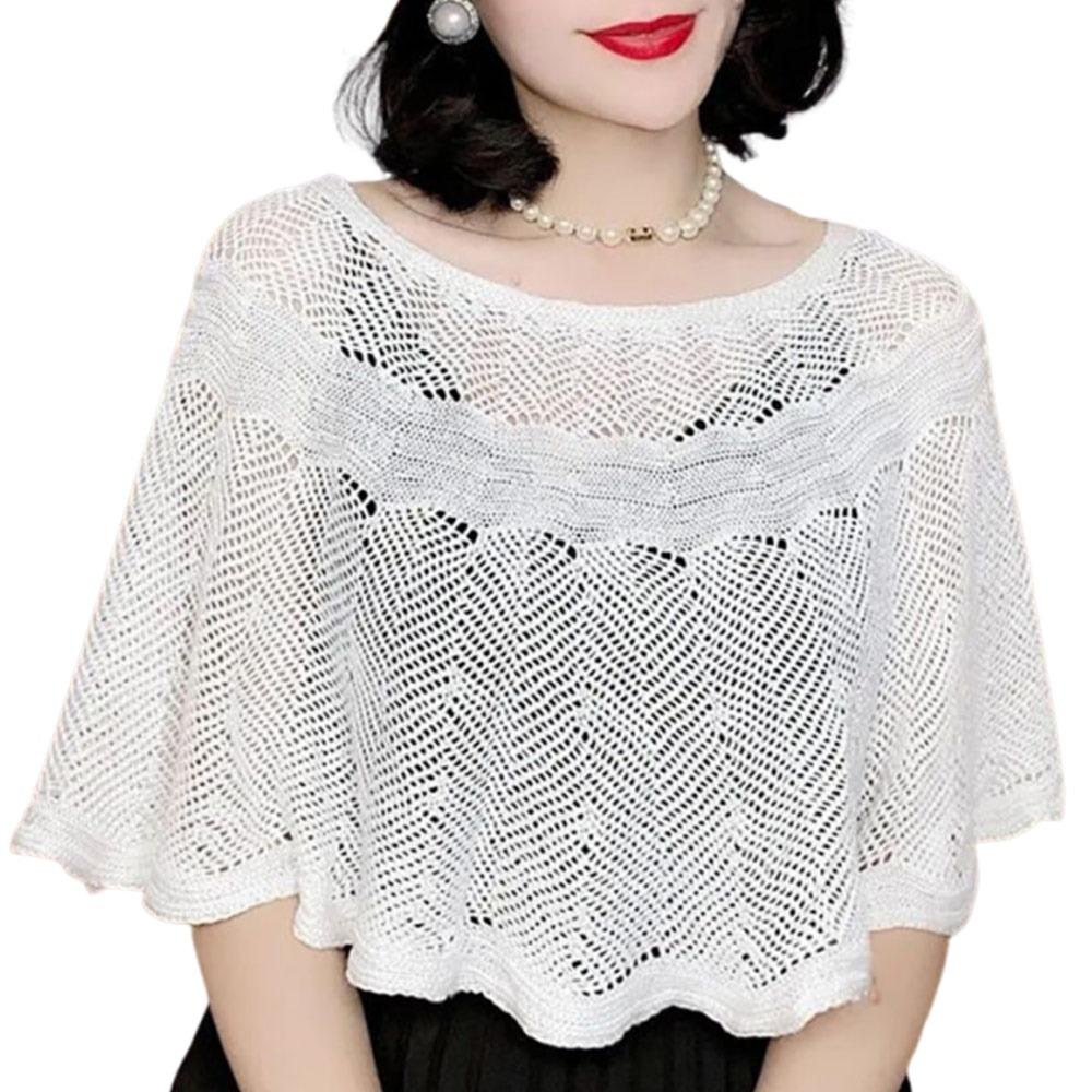 Hollow Design Knitted Shawl Solid Color Warm Scarves Fashion Dress Cover  Spring Autumn