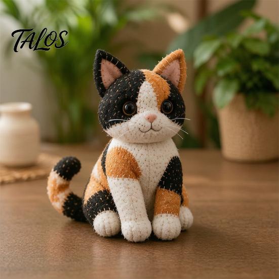 Kit de Manualidades para Adorno de Gato Patchwork DIY, Crea un Adorable Adorno, Animal 3D Costura Tela Pre-cortada Gatito Lindo para Adultos Principiantes, Decoración del Hogar