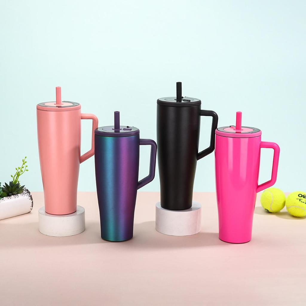 40oz Insulated Stainless Steel Car Cup with Straw & Handle