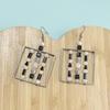 Women's French Design Square Beaded Earrings: Four Seasons Style with Hollowed-Out Mixed-Color Glass.