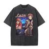 Anime Giapponese Seriale EsperiUnisexts Lain Vintage Lavato Maglietta Unisexga Iwakura Ragazza Sci Fi T-shirt Unisex Cotone Casuale Maglietta