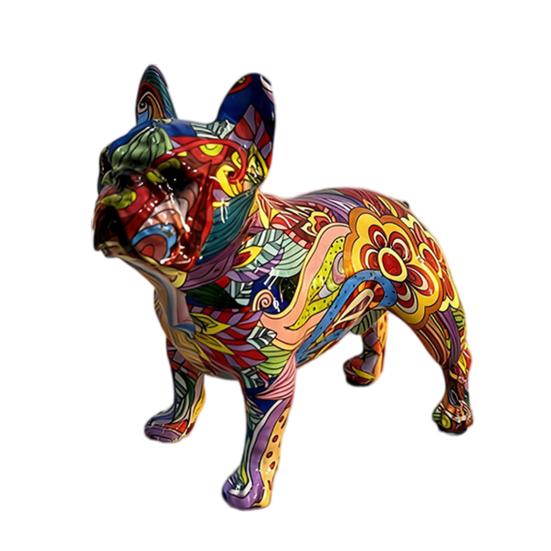 

Graffiti French Bulldog Figurine Hand-Painted Artistic Dog Statue Resin Sculpture Living Room Office Home Desk Decoration Ornament