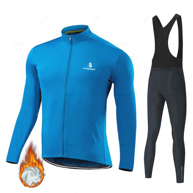 New Winter Thermal Fleece Cycling Jersey Set Sports Team Bike Suit Mountian Bicycle Clothing Ropa Ciclismo Invierno Hombre