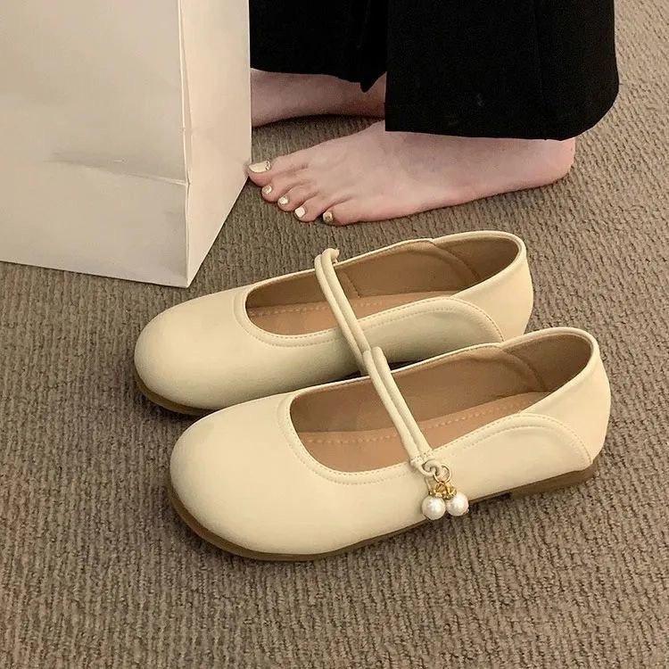 Französische Mary-Jane-Single-Schuhe zum Zweimal-Tragen, neue rutschfeste kleine Lederschuhe mit weicher Sohle und weichem Leder im Frühling