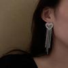 1 Pair Women Dangle Earrings Heart Rhinestone Jewelry All Match Tassels Stud Earrings