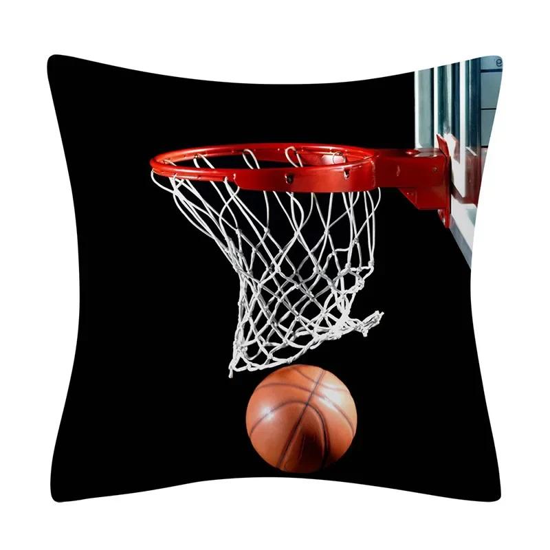 Football Basketball Rugby Double-Sided Printed Pillow Cover Short Plush Suitable Living Rooms Bedrooms Sofas Throw Cushion Cover