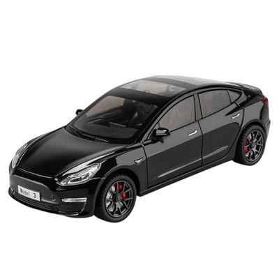 1:Modèle Réduit Tesla Model 3 Berline Électrique Moyenne/SUV en Métal Moulé sous Pression Échelle 1/24 Modèle de Voiture à Rappel en Alliage - Noir