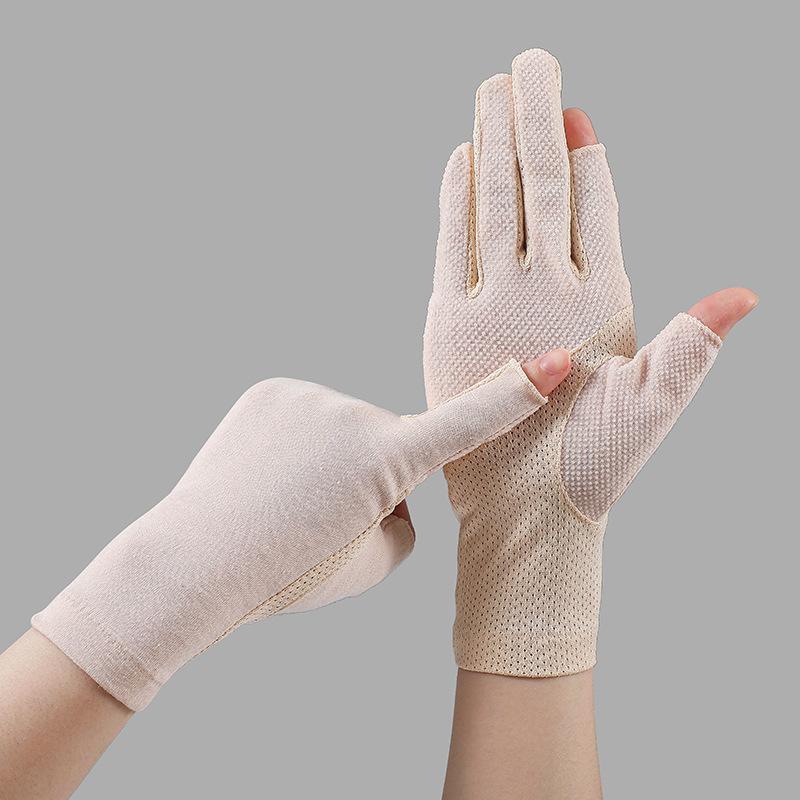 Women’s Two-Finger Cutout UV Protection Gloves, Breathable Thin Summer Gloves, Anti-Slip Driving Cycling Gloves for Outdoor