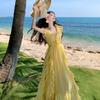 Heavy Industry Irregular Lotus Leaf Swing Waist Dress Fairy Dress French Beach Vacation Dress