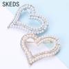 SKEDS Luxury Heart Rhinestone Pearl Women Girls Brooch Pin Korean Style Simple Love Cute Jewelry Clothes Shining Brooch Pin Gift