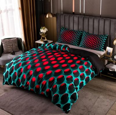 Ensemble de literie 3 pièces en polyester tissé vibrant - Moderne inspiré Y2K, Entretien facile avec housse de couette zippée et taies d'oreiller, Toutes saisons