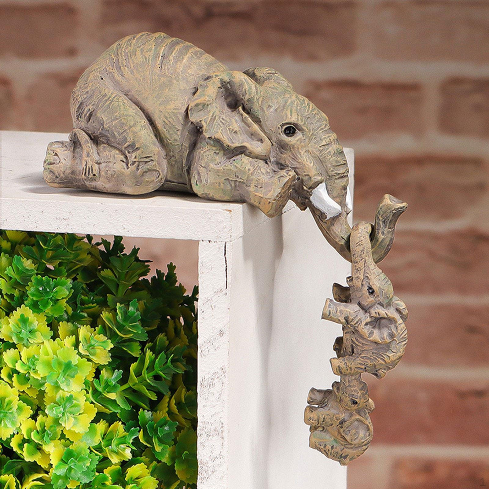 

Elephants Figurines Garden Ornaments Sturdy Wear Resistant Creative Statues Resin Crafts