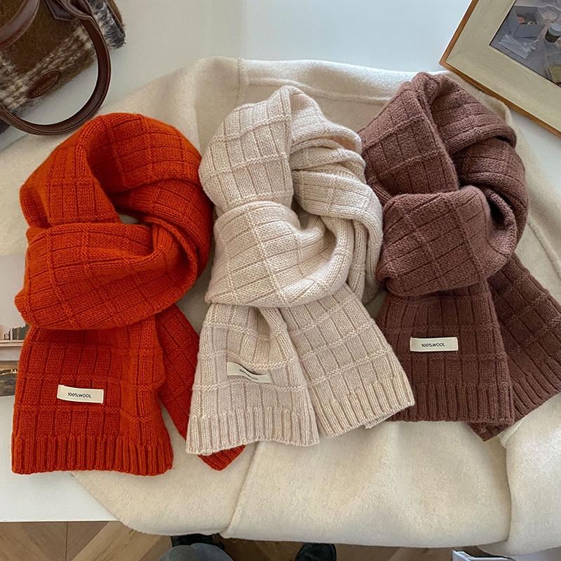 Women Warm Knitted Wool Scarf For Winter Solid Color Thickened Shawl Soft Scarves Cashmere Pashmina Neckerchief Blanket